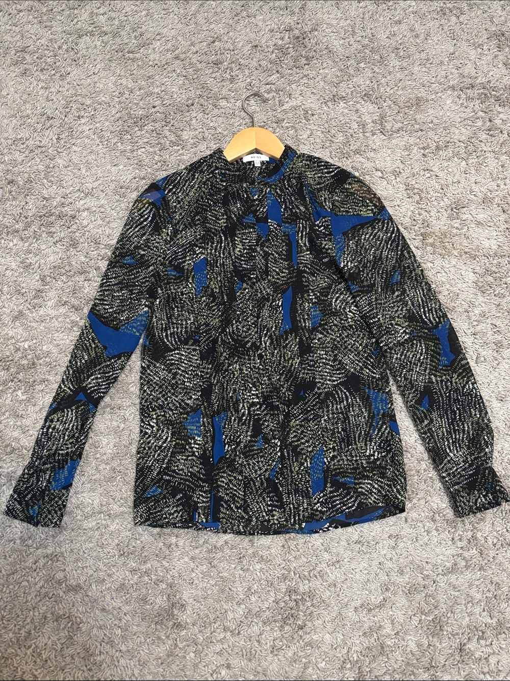 Reiss Long Sleeve Abstract Print Shirt - Blue/Black
